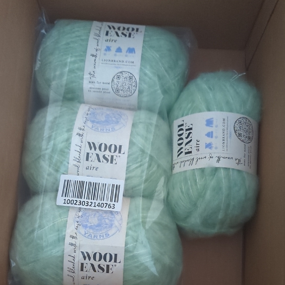 Lion Brand Wool Ease Aire Yarn - Sweet Mint   4 skeins